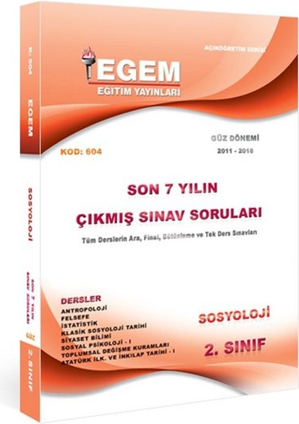 AÖFanad. Sosyoloji Güz Dönemi 2. Sınıf 3. Yarıyıl Konu Anlatımlı Soru ve Çıkmış