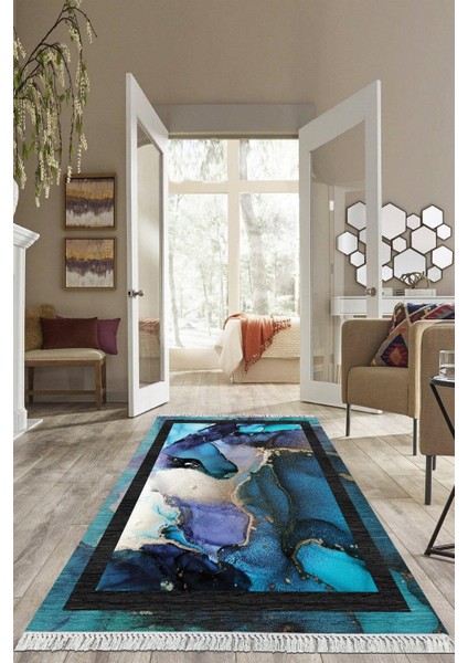 Dijital Baskılı Kaymaz Taban Yıkanabilir Modern Salon Halısı Mutfak Halısı Yolluk VH-HS-237
