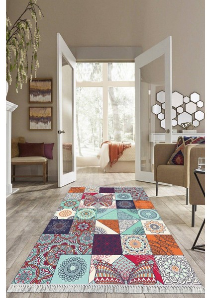 Dijital Baskılı Kaymaz Taban Yıkanabilir Modern Salon Halısı Mutfak Halısı Yolluk VH-HS-368