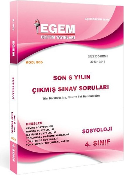 AÖFanad. Sosyoloji Güz Dönemi 4. Sınıf 7.yarıyıl Konu Anlatımlı Soru ve Çıkmış
