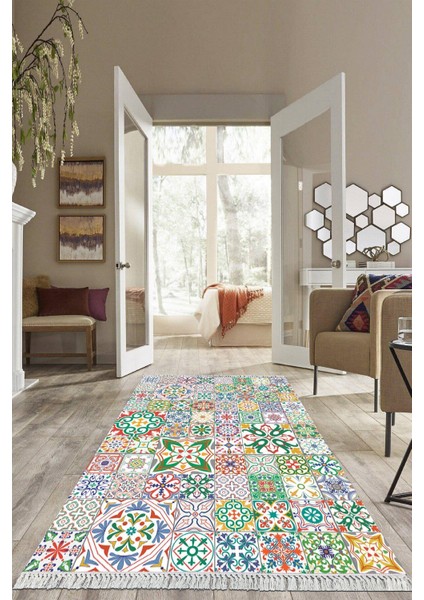 Dijital Baskılı Kaymaz Taban Yıkanabilir Modern Salon Halısı Mutfak Halısı Yolluk VH-HS-302