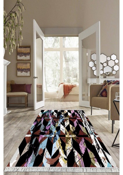 Dijital Baskılı Kaymaz Taban Yıkanabilir Modern Salon Halısı Mutfak Halısı Yolluk VH-HS-409