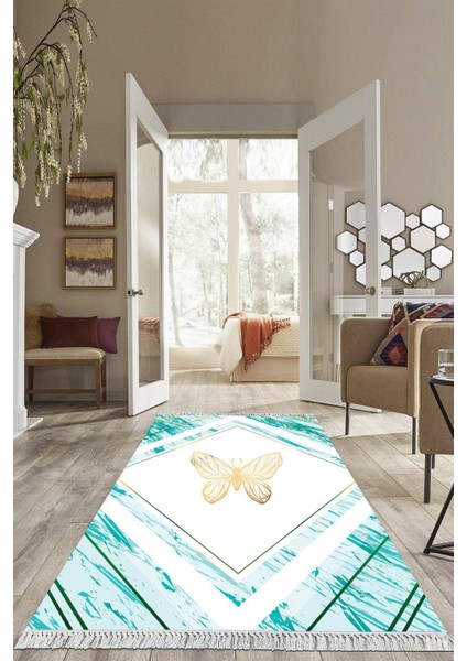 Dijital Baskılı Kaymaz Taban Yıkanabilir Modern Salon Halısı Mutfak Halısı Yolluk VH-HS-414