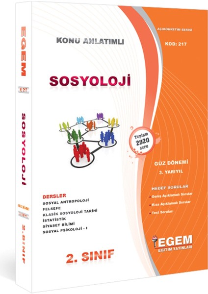 AÖFanad. Sosyoloji Güz ve Bahar Dönemi 2. Sınıf Konu Anlatımlı Soru ve Çıkmış modelleri