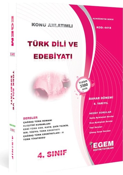 AÖFanad. Türk Dili ve Edebiyatı 3 ve 4. Sınıf Güz ve Bahar Dönemi Konu ve Soru