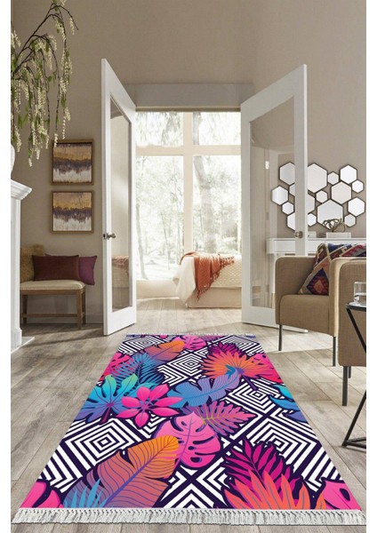 Dijital Baskılı Kaymaz Taban Yıkanabilir Modern Salon Halısı Mutfak Halısı Yolluk VH-HS-478