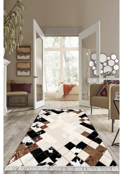 Dijital Baskılı Kaymaz Taban Yıkanabilir Modern Salon Halısı Mutfak Halısı Yolluk VH-HS-505
