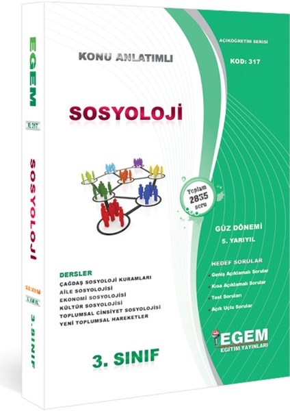 AÖFanad. Sosyoloji Güz Dönemi 3 ve 4. Sınıf Konu Anlatımlı Soru