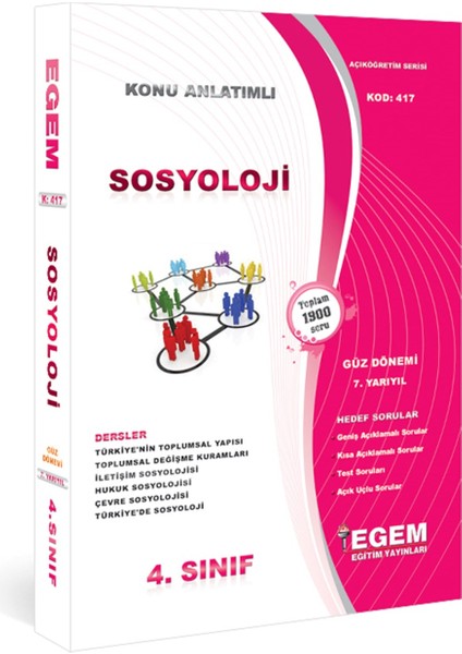 AÖFanad. Sosyoloji Güz Dönemi 3 ve 4. Sınıf Konu Anlatımlı Soru