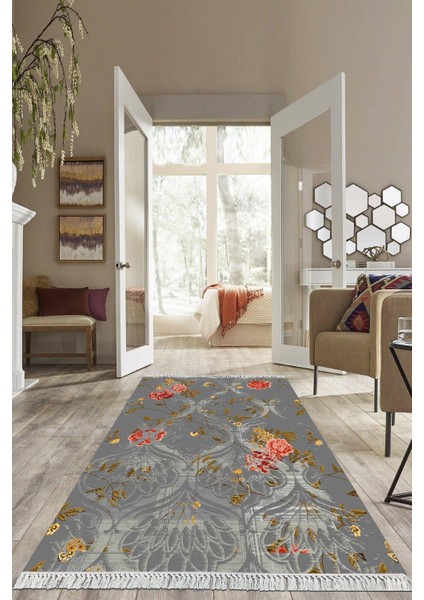 Dijital Baskılı Kaymaz Taban Yıkanabilir Modern Salon Halısı Mutfak Halısı Yolluk VH-HS-447