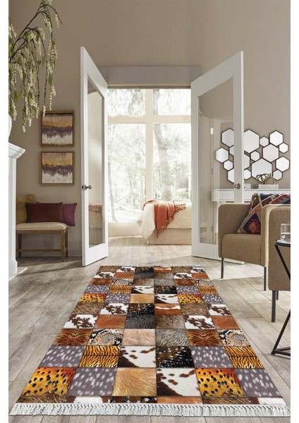Dijital Baskılı Kaymaz Taban Yıkanabilir Modern Salon Halısı Mutfak Halısı Yolluk VH-HS-513