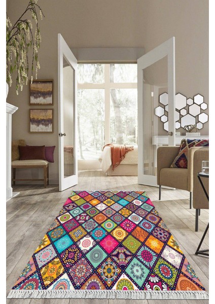 Dijital Baskılı Kaymaz Taban Yıkanabilir Modern Salon Halısı Mutfak Halısı Yolluk VH-HS-535