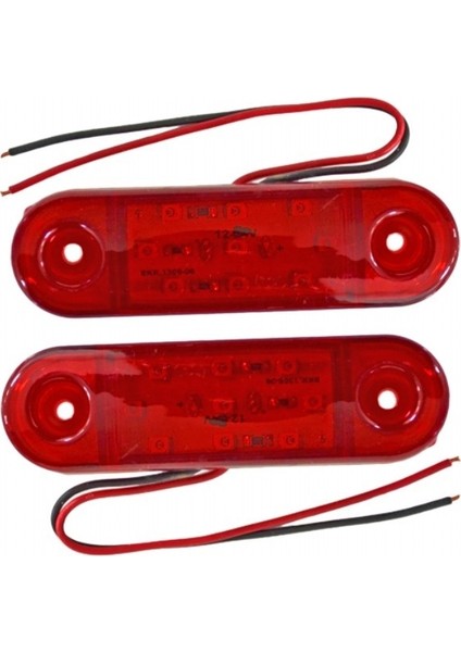12V Side Marker Lamba 9 Ledli Kırmızı 8,5x2,5 cm TAS.018K-12 (2 Li)