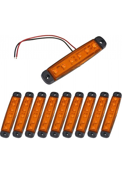 12V Parmak Lamba 6 Ledli Sarı 9,5x2 cm Ince TAS.004S-12 (10 Lu)