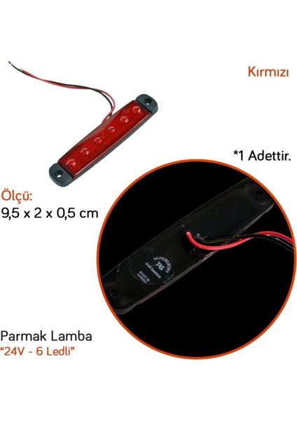 24V Parmak Lamba 6 Ledli Kırmızı 9,5x2 cm Ince TAS.004K-24 (10 Lu)