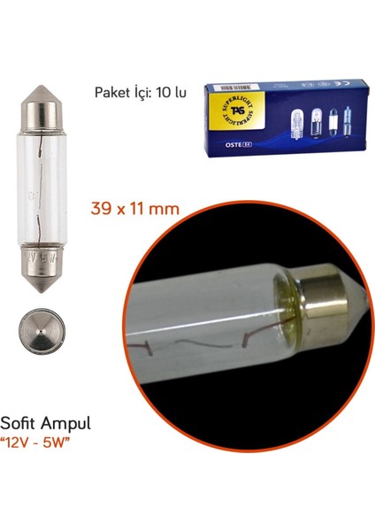 12V Sofit Ampul 39X11 mm 5W SL3106 (10 Lu)