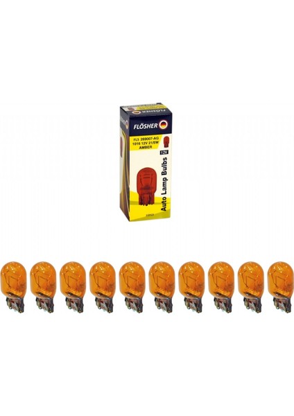 Flösher 12V T20 Ampul Büyük Dipsiz 21/5W Amber (1016 Tipi) Fls 269007-AG (10 Lu)