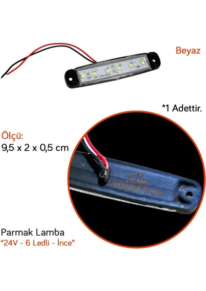 24V Parmak Lamba 6 Ledli Beyaz 9,5x2 cm Ince TAS.004B-24 (10 Lu)