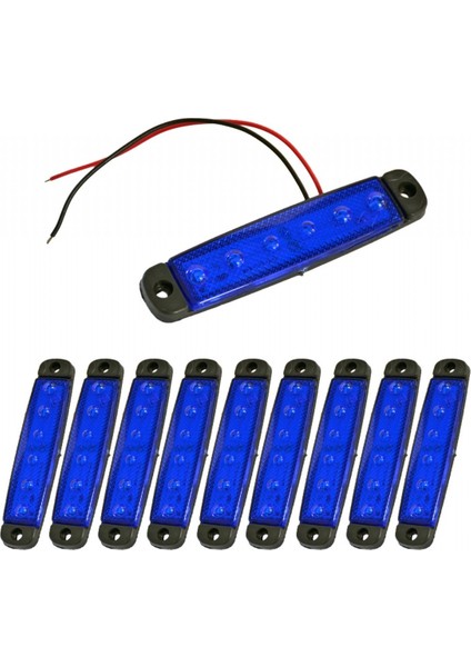 24V Parmak Lamba 6 Ledli Mavi 9,5x2 cm Ince TAS.004M-24 (10 Lu)