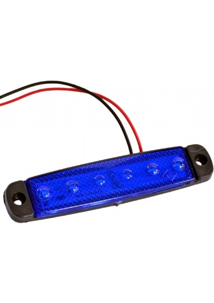24V Parmak Lamba 6 Ledli Mavi 9,5x2 cm Ince TAS.004M-24 (10 Lu)