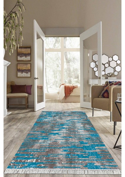 Dijital Baskılı Kaymaz Taban Yıkanabilir Modern Salon Halısı Mutfak Halısı Yolluk VH-HS-558