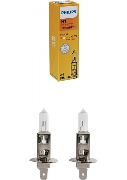 12V H1 55W Ampul + %30 Fazla Işık P14,5S Halogen 12258PRC1 (2 Li)