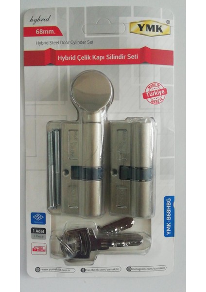 68MM Hybrid Çelik Kapı Silindir Barel Seti 2 Li Bilyalı Barel Seti 3 Anahtarlı