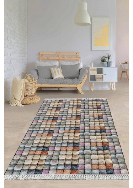 Dijital Baskılı Kaymaz Taban Yıkanabilir Modern Salon Halısı Mutfak Halısı Yolluk VH-HY-1046