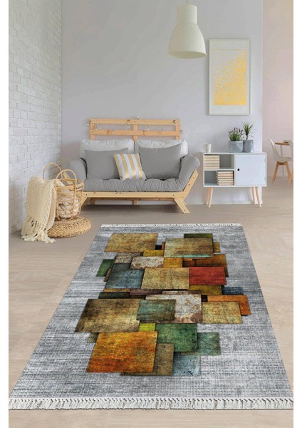 Dijital Baskılı Kaymaz Taban Yıkanabilir Modern Salon Halısı Mutfak Halısı Yolluk VH-HY-1375