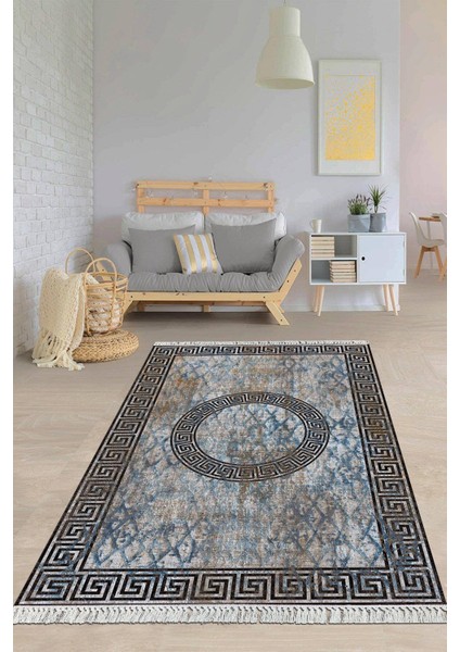 Dijital Baskılı Kaymaz Taban Yıkanabilir Çerçeveli Salon Halısı Mutfak Halısı Yolluk VH-HY-1264