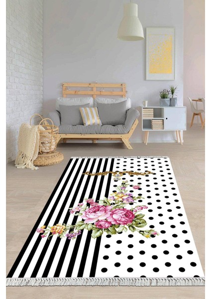 Dijital Baskılı Kaymaz Taban Yıkanabilir Çiçekli Salon Halısı Mutfak Halısı Yolluk VH-HY-1399
