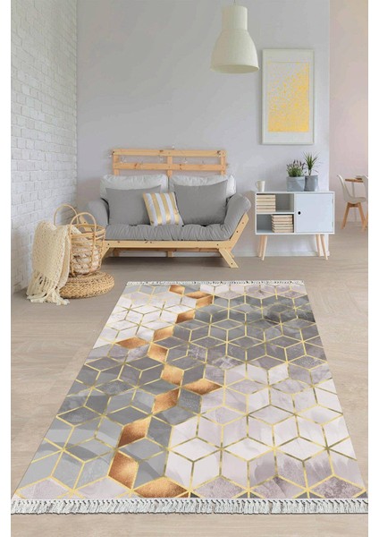 Dijital Baskılı Kaymaz Taban Yıkanabilir Modern Salon Halısı Mutfak Halısı Yolluk VH-HY-1122