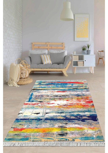 Dijital Baskılı Kaymaz Taban Yıkanabilir Modern Salon Halısı Mutfak Halısı Yolluk VH-HY-828
