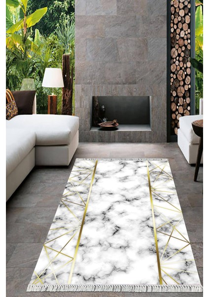 Dijital Baskılı Kaymaz Taban Yıkanabilir Mermer Desen Salon Halısı Mutfak Halısı Yolluk VH-HT-1261