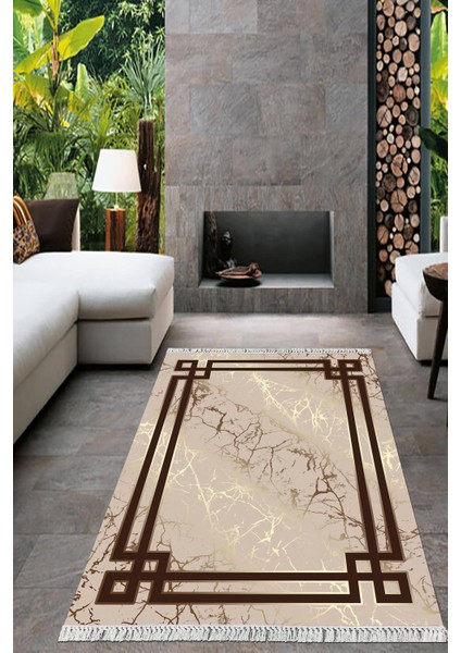 Dijital Baskılı Kaymaz Taban Yıkanabilir Mermer Desen Salon Halısı Mutfak Halısı Yolluk VH-HT-1093