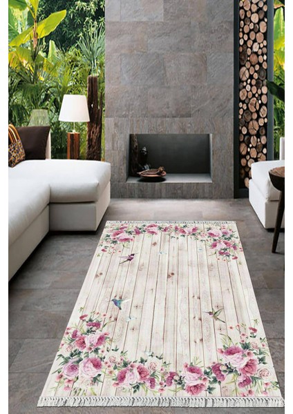Dijital Baskılı Kaymaz Taban Yıkanabilir Çiçekli Salon Halısı Mutfak Halısı Yolluk Vh-Ht-82