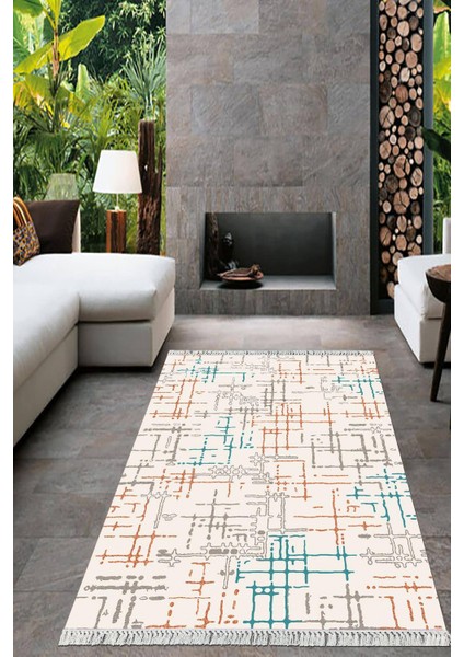 Dijital Baskılı Kaymaz Taban Yıkanabilir Modern Salon Halısı Mutfak Halısı Yolluk VH-HT-107