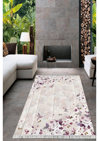 Dijital Baskılı Kaymaz Taban Yıkanabilir Çiçekli Salon Halısı Mutfak Halısı Yolluk VH-HT-299