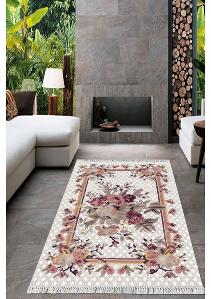 Dijital Baskılı Kaymaz Taban Yıkanabilir Çiçekli Salon Halısı Mutfak Halısı Yolluk VH-HT-451