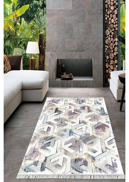 Dijital Baskılı Kaymaz Taban Yıkanabilir Modern Salon Halısı Mutfak Halısı Yolluk VH-HT-484