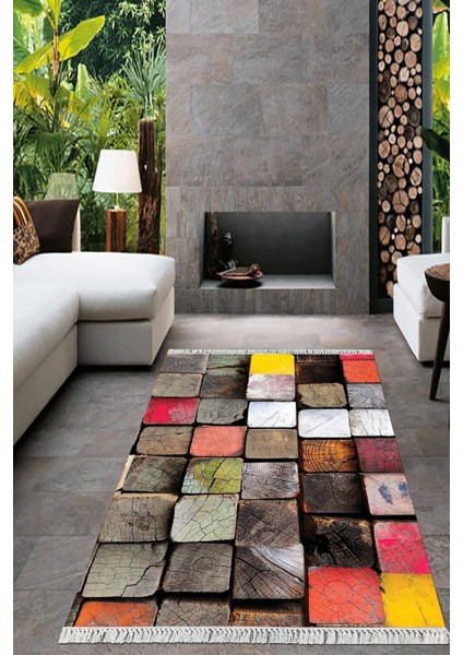 Dijital Baskılı Kaymaz Taban Yıkanabilir Modern Salon Halısı Mutfak Halısı Yolluk VH-HT-513