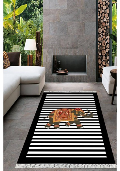 Dijital Baskılı Kaymaz Taban Yıkanabilir Fil Desen Salon Halısı Mutfak Halısı Yolluk VH-HT-608