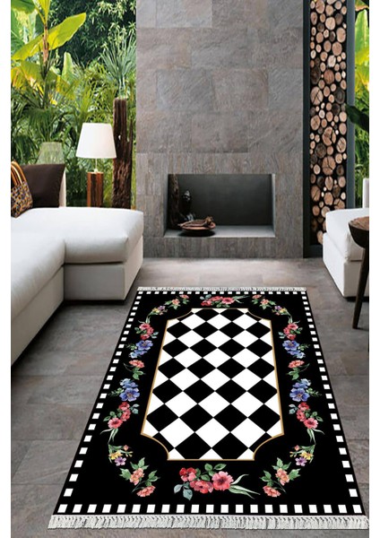 Dijital Baskılı Kaymaz Taban Yıkanabilir Çiçekli Salon Halısı Mutfak Halısı Yolluk VH-HT-626