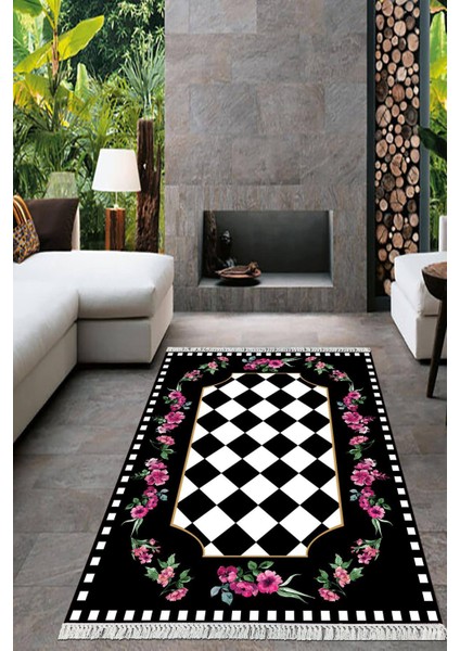 Dijital Baskılı Kaymaz Taban Yıkanabilir Çiçekli Salon Halısı Mutfak Halısı Yolluk VH-HT-627