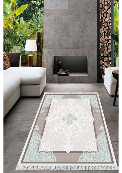 Dijital Baskılı Kaymaz Taban Yıkanabilir Çerçeveli Salon Halısı Mutfak Halısı Yolluk VH-HT-635