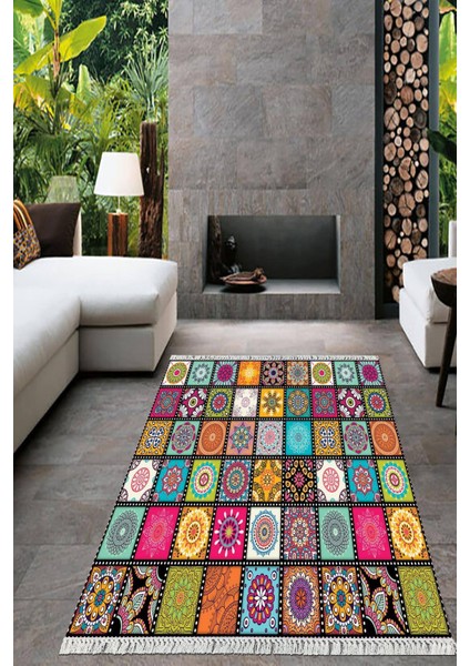 Dijital Baskılı Kaymaz Taban Yıkanabilir Modern Salon Halısı Mutfak Halısı Yolluk VH-HT-638