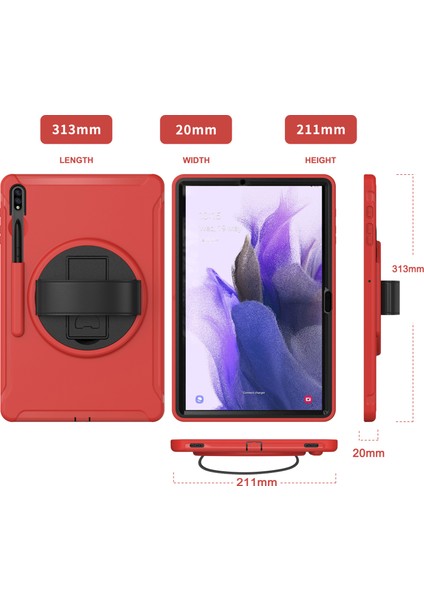 Galaxy Tab S7 Fe İçin Tablet Kılıfı - Kırmızı (Yurt Dışından)