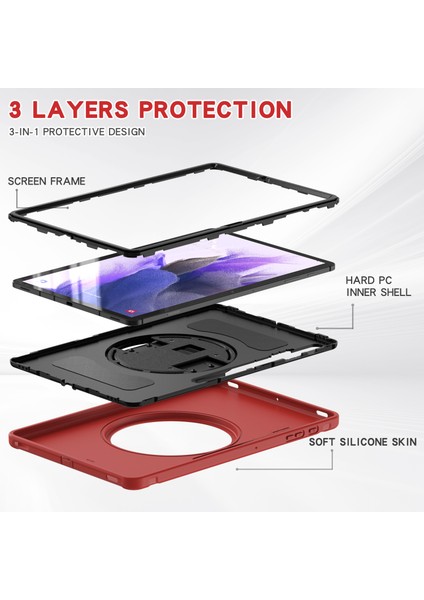 Galaxy Tab S7 Fe İçin Tablet Kılıfı - Kırmızı (Yurt Dışından)