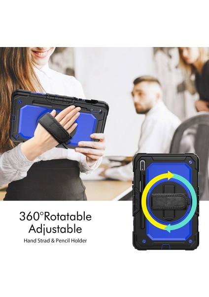 Galaxy Tab S8 İçin Tablet Kılıfı - Mavi - Siyah (Yurt Dışından)
