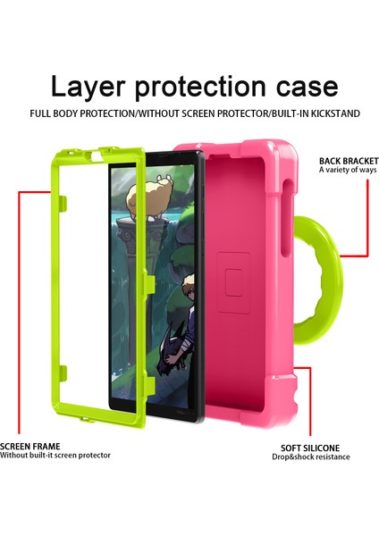 Galaxy Tab A İçin Tablet Kılıfı - Pembe - Yeşil (Yurt Dışından)